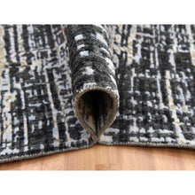 Load image into Gallery viewer, 9&#39;x12&#39;4&quot; Jet Black, Densely Woven Persian Knot, Organic Wool Hand Knotted, Abstract Design, Oriental Rug FWR498258