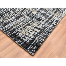 Load image into Gallery viewer, 9&#39;x12&#39;4&quot; Jet Black, Densely Woven Persian Knot, Organic Wool Hand Knotted, Abstract Design, Oriental Rug FWR498258