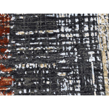 Load image into Gallery viewer, 9&#39;x12&#39;4&quot; Jet Black, Densely Woven Persian Knot, Organic Wool Hand Knotted, Abstract Design, Oriental Rug FWR498258