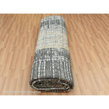 Load image into Gallery viewer, 9&#39;x12&#39;4&quot; Jet Black, Densely Woven Persian Knot, Organic Wool Hand Knotted, Abstract Design, Oriental Rug FWR498258