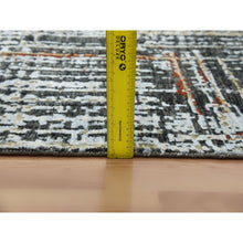 Load image into Gallery viewer, 9&#39;x12&#39;4&quot; Jet Black, Densely Woven Persian Knot, Organic Wool Hand Knotted, Abstract Design, Oriental Rug FWR498258