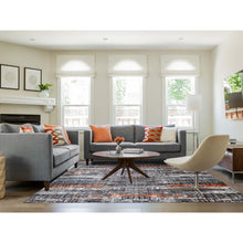 Load image into Gallery viewer, 8&#39;x10&#39;1&quot; Deep Space Gray, Dense Weave Persian Knot, Natural Wool Hand Knotted, Abstract Design, Oriental Rug FWR498408