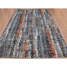 Load image into Gallery viewer, 8&#39;x10&#39;1&quot; Deep Space Gray, Dense Weave Persian Knot, Natural Wool Hand Knotted, Abstract Design, Oriental Rug FWR498408