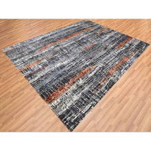 Load image into Gallery viewer, 8&#39;x10&#39;1&quot; Deep Space Gray, Dense Weave Persian Knot, Natural Wool Hand Knotted, Abstract Design, Oriental Rug FWR498408