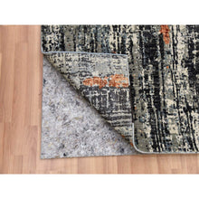 Load image into Gallery viewer, 8&#39;x10&#39;1&quot; Deep Space Gray, Dense Weave Persian Knot, Natural Wool Hand Knotted, Abstract Design, Oriental Rug FWR498408