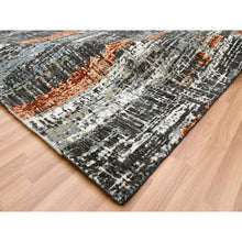 Load image into Gallery viewer, 8&#39;x10&#39;1&quot; Deep Space Gray, Dense Weave Persian Knot, Natural Wool Hand Knotted, Abstract Design, Oriental Rug FWR498408
