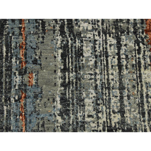 8'x10'1" Deep Space Gray, Dense Weave Persian Knot, Natural Wool Hand Knotted, Abstract Design, Oriental Rug FWR498408