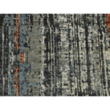 Load image into Gallery viewer, 8&#39;x10&#39;1&quot; Deep Space Gray, Dense Weave Persian Knot, Natural Wool Hand Knotted, Abstract Design, Oriental Rug FWR498408