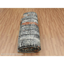 Load image into Gallery viewer, 8&#39;x10&#39;1&quot; Deep Space Gray, Dense Weave Persian Knot, Natural Wool Hand Knotted, Abstract Design, Oriental Rug FWR498408