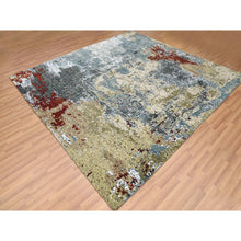 Load image into Gallery viewer, 8&#39;5&quot;x8&#39;5&quot; Parchment Color, Hand Knotted Abstract Design, Dense Weave Persian Knot, Soft Wool, Square Oriental Rug FWR498450