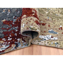 Load image into Gallery viewer, 8&#39;5&quot;x8&#39;5&quot; Parchment Color, Hand Knotted Abstract Design, Dense Weave Persian Knot, Soft Wool, Square Oriental Rug FWR498450