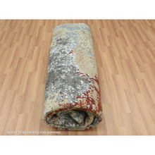 Load image into Gallery viewer, 8&#39;5&quot;x8&#39;5&quot; Parchment Color, Hand Knotted Abstract Design, Dense Weave Persian Knot, Soft Wool, Square Oriental Rug FWR498450