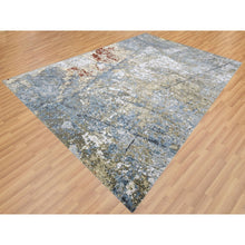 Load image into Gallery viewer, 10&#39;x14&#39;2&quot; Ash Gray, Extra Soft Wool Hand Knotted, Abstract Design, Densely Woven Persian Knot, Oriental Rug FWR498486