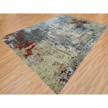 Load image into Gallery viewer, 10&#39;x14&#39;2&quot; Bone Gray, Natural Wool Hand Knotted, Abstract Design, Dense Weave Persian Knot, Oriental Rug FWR498510