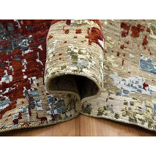 Load image into Gallery viewer, 10&#39;x14&#39;2&quot; Bone Gray, Natural Wool Hand Knotted, Abstract Design, Dense Weave Persian Knot, Oriental Rug FWR498510