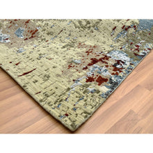 Load image into Gallery viewer, 10&#39;x14&#39;2&quot; Bone Gray, Natural Wool Hand Knotted, Abstract Design, Dense Weave Persian Knot, Oriental Rug FWR498510