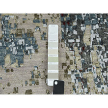 Load image into Gallery viewer, 10&#39;x14&#39;2&quot; Bone Gray, Natural Wool Hand Knotted, Abstract Design, Dense Weave Persian Knot, Oriental Rug FWR498510