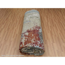 Load image into Gallery viewer, 10&#39;x14&#39;2&quot; Bone Gray, Natural Wool Hand Knotted, Abstract Design, Dense Weave Persian Knot, Oriental Rug FWR498510