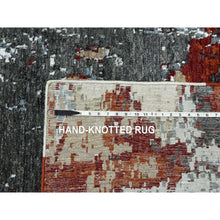 Load image into Gallery viewer, 10&#39;x14&#39;2&quot; Bone Gray, Natural Wool Hand Knotted, Abstract Design, Dense Weave Persian Knot, Oriental Rug FWR498510