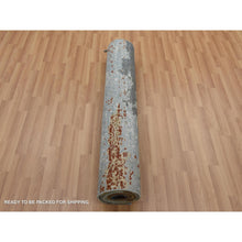 Load image into Gallery viewer, 4&#39;x10&#39; Black Coral, Abstract Design, Dense Weave Persian Knot, Natural Wool Hand Knotted, Wide Runner Oriental Rug FWR498558
