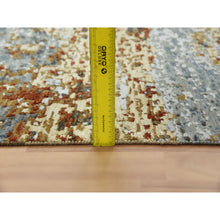 Load image into Gallery viewer, 4&#39;x10&#39; Black Coral, Abstract Design, Dense Weave Persian Knot, Natural Wool Hand Knotted, Wide Runner Oriental Rug FWR498558