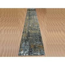 Load image into Gallery viewer, 2&#39;6&quot;x20&#39; Battleship Gray, Persian Knot Extra Soft Wool, Hand Knotted Abstract Design, Densely Woven, Xl Runner Oriental Rug FWR498576