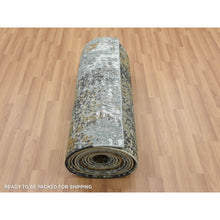 Load image into Gallery viewer, 2&#39;6&quot;x20&#39; Battleship Gray, Persian Knot Extra Soft Wool, Hand Knotted Abstract Design, Densely Woven, Xl Runner Oriental Rug FWR498576