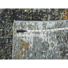 Load image into Gallery viewer, 2&#39;6&quot;x20&#39; Battleship Gray, Persian Knot Extra Soft Wool, Hand Knotted Abstract Design, Densely Woven, Xl Runner Oriental Rug FWR498576
