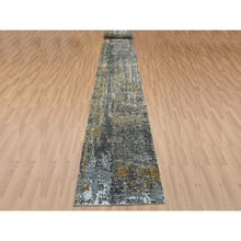 Load image into Gallery viewer, 2&#39;5&quot;x19&#39;10&quot; Battleship Gray, Dense Weave Persian Knot, Organic Wool Hand Knotted, Abstract Design, Xl Runner Oriental Rug FWR498582