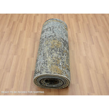 Load image into Gallery viewer, 2&#39;5&quot;x19&#39;10&quot; Battleship Gray, Dense Weave Persian Knot, Organic Wool Hand Knotted, Abstract Design, Xl Runner Oriental Rug FWR498582