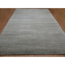 Load image into Gallery viewer, 9&#39;1&quot;x12&#39;2&quot; Koala Gray, Denser Weave, Borderless Hand Knotted Grass Design, 100% Wool, Tone on Tone, Oriental Rug FWR498600