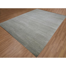 Load image into Gallery viewer, 9&#39;1&quot;x12&#39;2&quot; Koala Gray, Denser Weave, Borderless Hand Knotted Grass Design, 100% Wool, Tone on Tone, Oriental Rug FWR498600