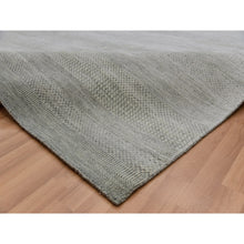 Load image into Gallery viewer, 9&#39;1&quot;x12&#39;2&quot; Koala Gray, Denser Weave, Borderless Hand Knotted Grass Design, 100% Wool, Tone on Tone, Oriental Rug FWR498600