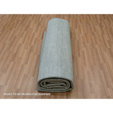 Load image into Gallery viewer, 9&#39;1&quot;x12&#39;2&quot; Koala Gray, Denser Weave, Borderless Hand Knotted Grass Design, 100% Wool, Tone on Tone, Oriental Rug FWR498600