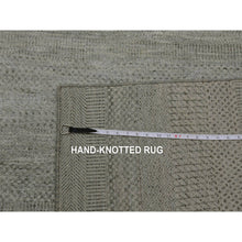 Load image into Gallery viewer, 9&#39;1&quot;x12&#39;2&quot; Koala Gray, Denser Weave, Borderless Hand Knotted Grass Design, 100% Wool, Tone on Tone, Oriental Rug FWR498600