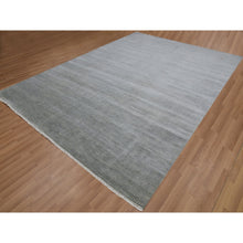 Load image into Gallery viewer, 9&#39;x12&#39;2&quot; Metal Gray, Hand Knotted Tone on Tone, Grass Design, Pure Wool, Denser Weave, Oriental Rug FWR498612