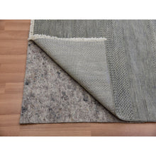 Load image into Gallery viewer, 9&#39;x12&#39;2&quot; Metal Gray, Hand Knotted Tone on Tone, Grass Design, Pure Wool, Denser Weave, Oriental Rug FWR498612