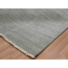 Load image into Gallery viewer, 9&#39;x12&#39;2&quot; Metal Gray, Hand Knotted Tone on Tone, Grass Design, Pure Wool, Denser Weave, Oriental Rug FWR498612