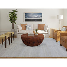 Load image into Gallery viewer, 9&#39;x12&#39;3&quot; Cloudy Gray, Hand Knotted Grass Design, Tone On Tone Pure Wool, Densely Woven Oriental Rug FWR498618