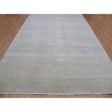 Load image into Gallery viewer, 9&#39;x12&#39;3&quot; Cloudy Gray, Hand Knotted Grass Design, Tone On Tone Pure Wool, Densely Woven Oriental Rug FWR498618