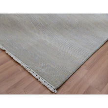 Load image into Gallery viewer, 9&#39;x12&#39;3&quot; Cloudy Gray, Hand Knotted Grass Design, Tone On Tone Pure Wool, Densely Woven Oriental Rug FWR498618