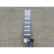 Load image into Gallery viewer, 9&#39;x12&#39;3&quot; Cloudy Gray, Hand Knotted Grass Design, Tone On Tone Pure Wool, Densely Woven Oriental Rug FWR498618