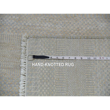 Load image into Gallery viewer, 9&#39;x12&#39;3&quot; Cloudy Gray, Hand Knotted Grass Design, Tone On Tone Pure Wool, Densely Woven Oriental Rug FWR498618