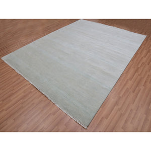 8'1"x10'3" Bleeker Beige, Denser Weave Tone On Tone, Hand Knotted Natural Wool With Grass Design, Oriental Rug FWR498636