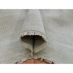 8'1"x10'3" Bleeker Beige, Denser Weave Tone On Tone, Hand Knotted Natural Wool With Grass Design, Oriental Rug FWR498636