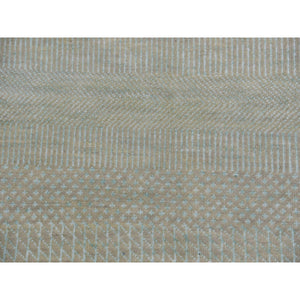 8'1"x10'3" Bleeker Beige, Denser Weave Tone On Tone, Hand Knotted Natural Wool With Grass Design, Oriental Rug FWR498636