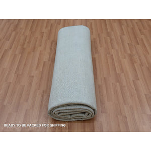 8'1"x10'3" Bleeker Beige, Denser Weave Tone On Tone, Hand Knotted Natural Wool With Grass Design, Oriental Rug FWR498636