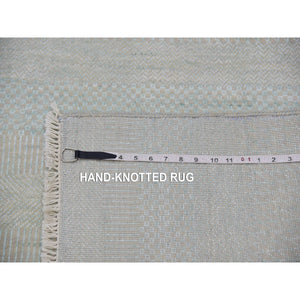 8'1"x10'3" Bleeker Beige, Denser Weave Tone On Tone, Hand Knotted Natural Wool With Grass Design, Oriental Rug FWR498636