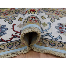 Load image into Gallery viewer, 9&#39;x12&#39;5&quot; Azure Sky Blue With Snowbound White, Hand Knotted Pure Vibrant Wool, Agra With Large Leaf Geometric Design, Oriental Rug FWR498642