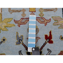 Load image into Gallery viewer, 9&#39;x12&#39;5&quot; Azure Sky Blue With Snowbound White, Hand Knotted Pure Vibrant Wool, Agra With Large Leaf Geometric Design, Oriental Rug FWR498642